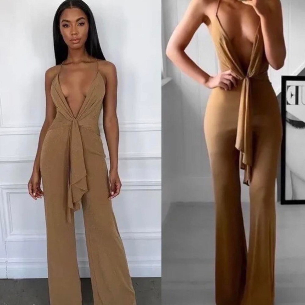 HOUSE OF CB ‘Sienna’ Lurex Drape Front Jumpsuit